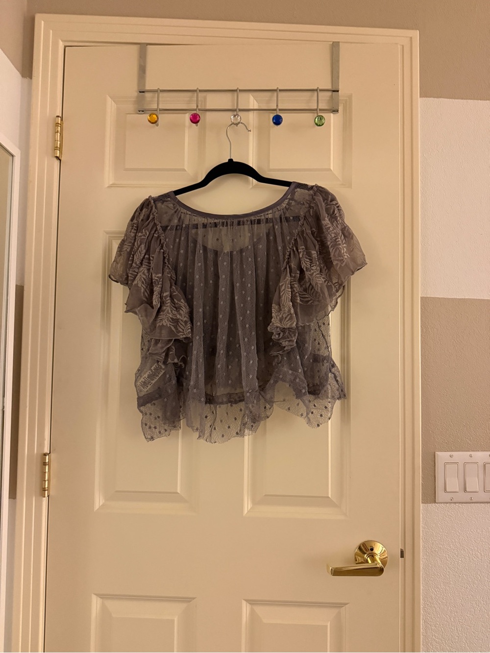 Free People Lavender Ruffle Sheer Blouse - Picture 2 of 3
